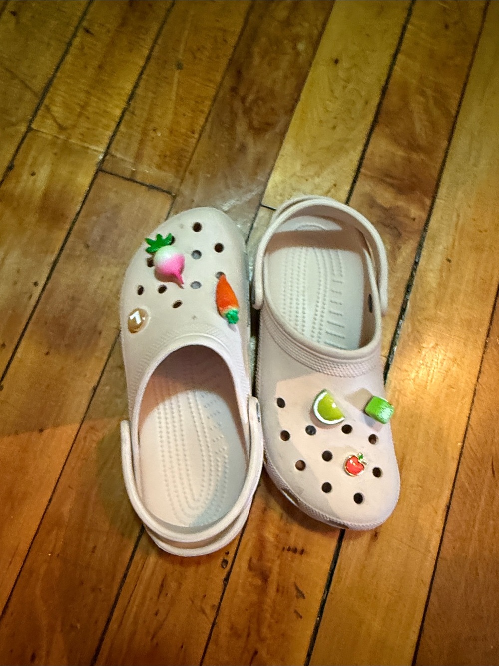 CROCS  Light Pink Clogs with Fruit Charms